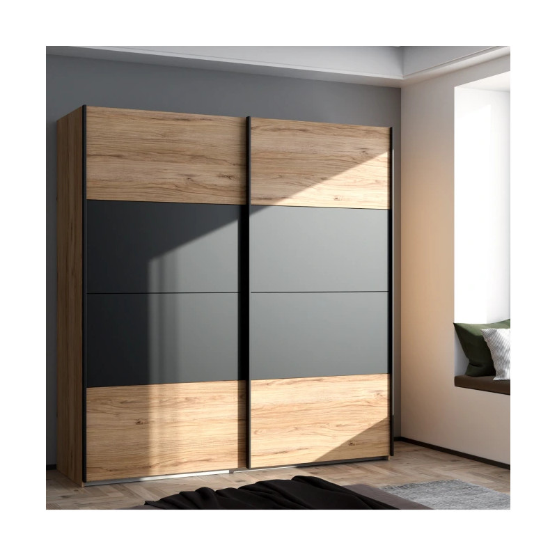 Szafa przesuwna 200 cm Dalate Dąb catania/czarny Meble Forte