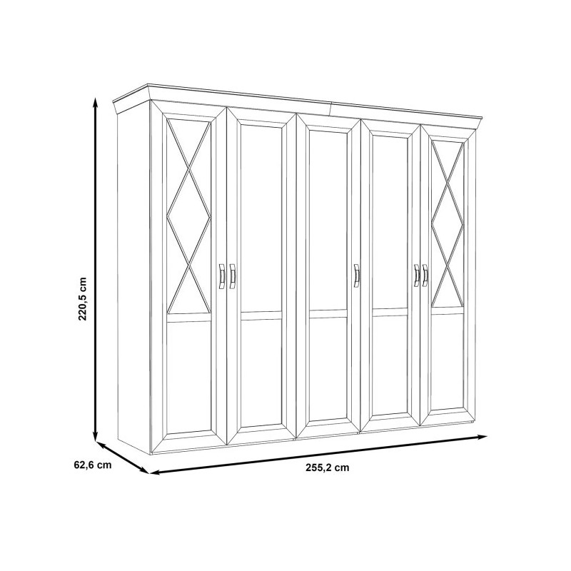 Szafa ubraniowa 260 cm Kashmir Typ KSMS955S3 Meble Forte