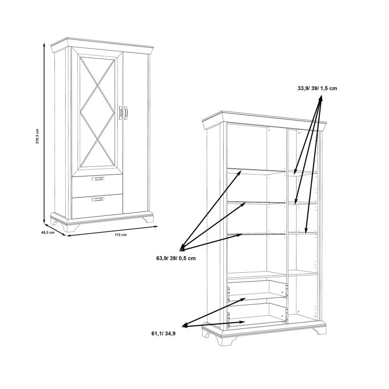Witryna 110 cm z szufladami Kashmir Typ KSMV723L Meble Forte