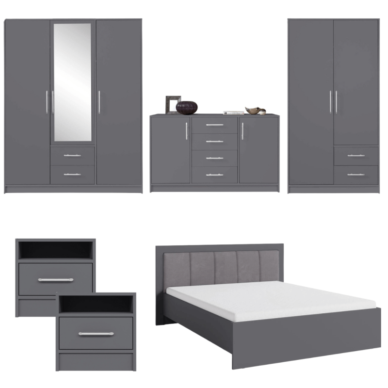 Zestaw Mebli Do Sypialni SMART Antracyt Meblar Zestaw Mebli Do Sypialni SMART Antracyt Meblar