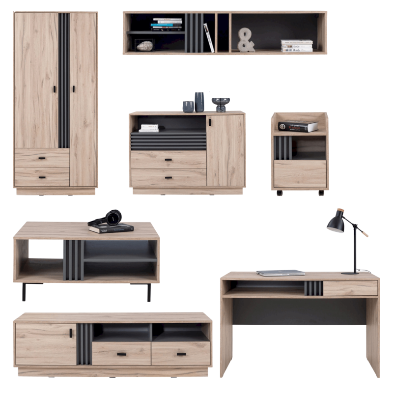 Zestaw Mebli Do Salonu Pokój dzienny ALLMO 3 dąb estana / Zestaw Mebli Do Salonu Pokój dzienny ALLMO 3 dąb estana /