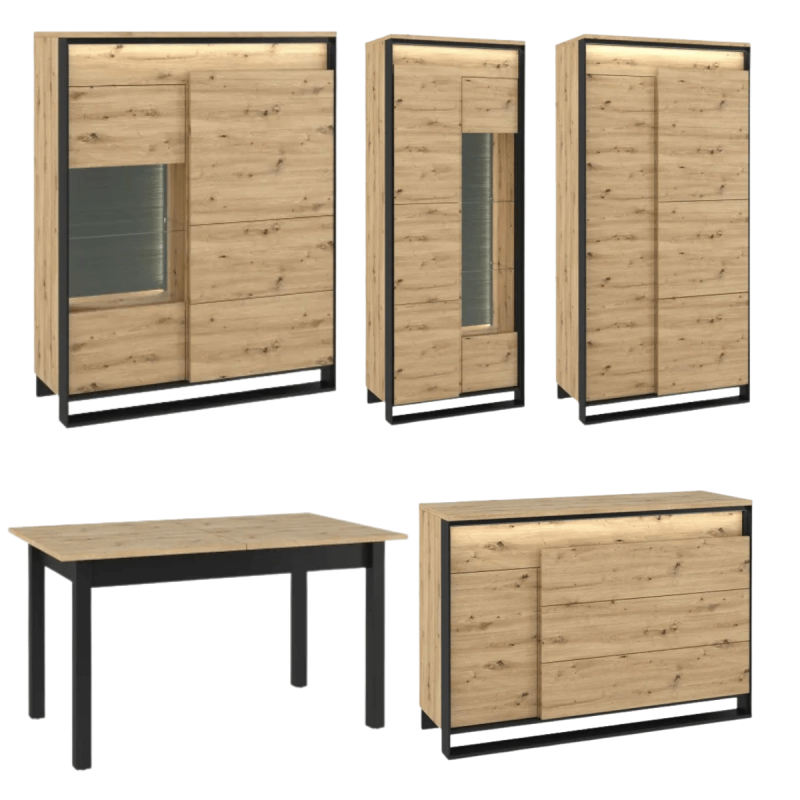 Zestaw Mebli Do Salonu Pokój dzienny QUANT 1 dąb artisan/czarny Zestaw Mebli Do Salonu Pokój dzienny QUANT 1 dąb artisan/czarny