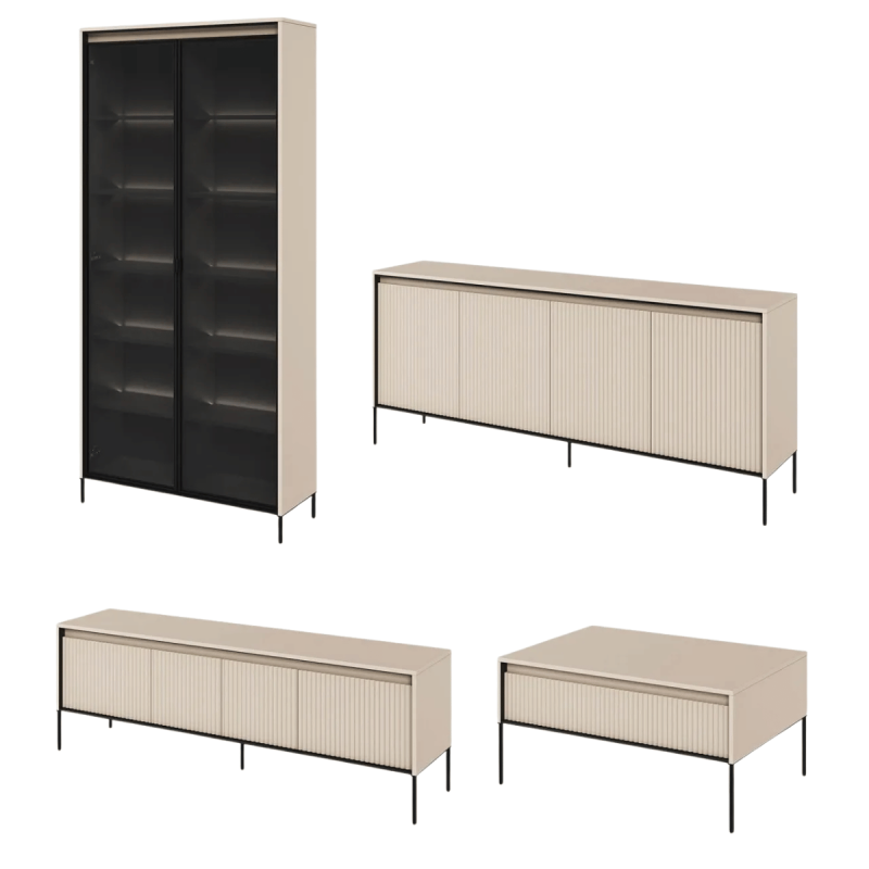 Zestaw Mebli Do Salonu TREND z Oświetleniem Kaszmir Beż Piaskowy Zestaw Mebli Do Salonu TREND z Oświetleniem Kaszmir Beż Piaskowy