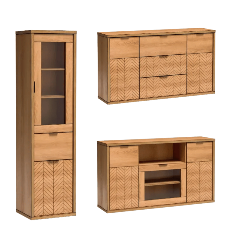 Zestaw Mebli Do Salonu FONTI 1 Pokój dzienny Dąb Karmel Zestaw Mebli Do Salonu FONTI 1 Pokój dzienny Dąb Karmel