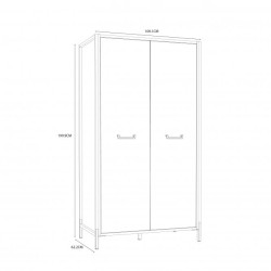Szafa ubraniowa Oriental Tree 2D Dąb Bartex / czarny Forte