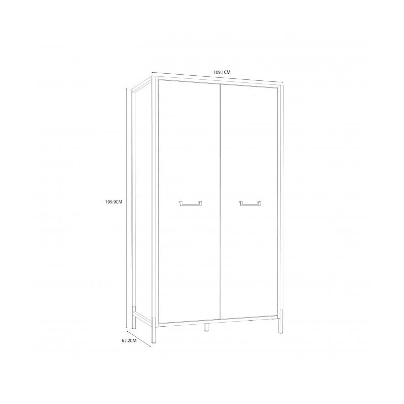 Szafa ubraniowa Oriental Tree 2D Dąb Bartex / czarny Forte