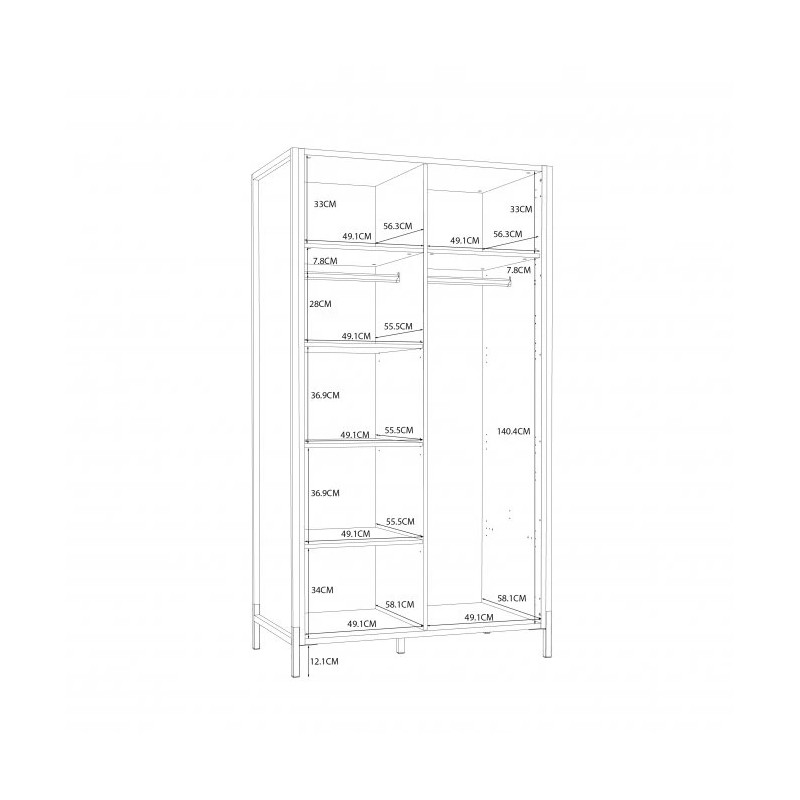 Szafa ubraniowa Oriental Tree 2D Dąb Bartex / czarny Forte