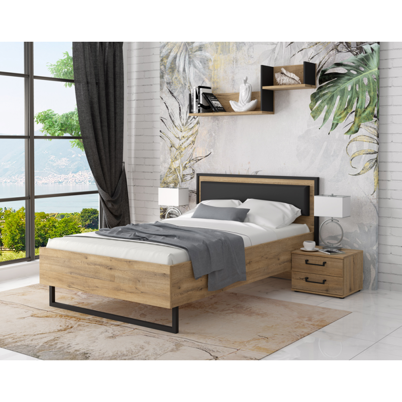 Łóżko Oriental Tree 120x200 Dąb Bartex / czarny Forte