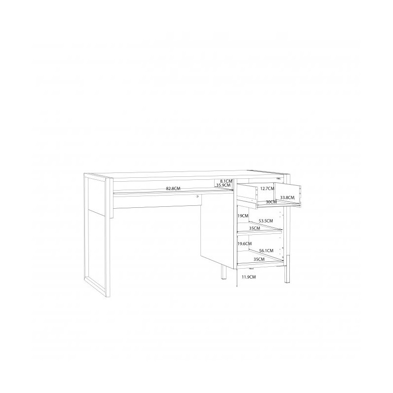 Biurko Oriental Tree 1D1S Dąb Bartex / czarny Forte