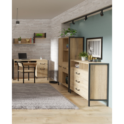 Biurko Oriental Tree 1D1S Dąb Bartex / czarny Forte