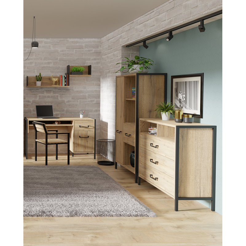 Biurko Oriental Tree 1D1S Dąb Bartex / czarny Forte