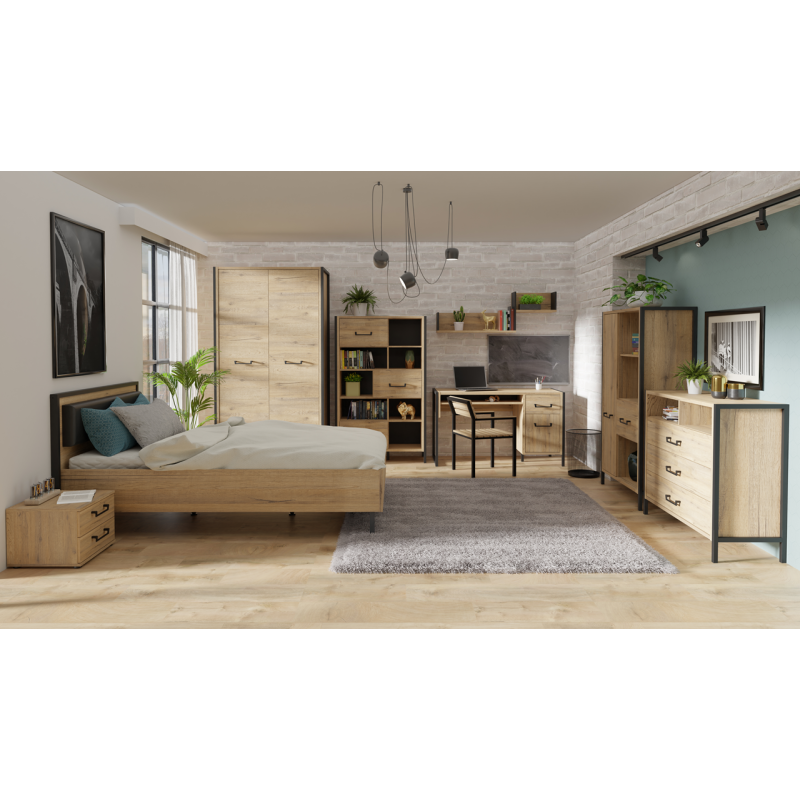 Biurko Oriental Tree 1D1S Dąb Bartex / czarny Forte