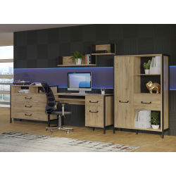 Biurko Oriental Tree 1D1S Dąb Bartex / czarny Forte