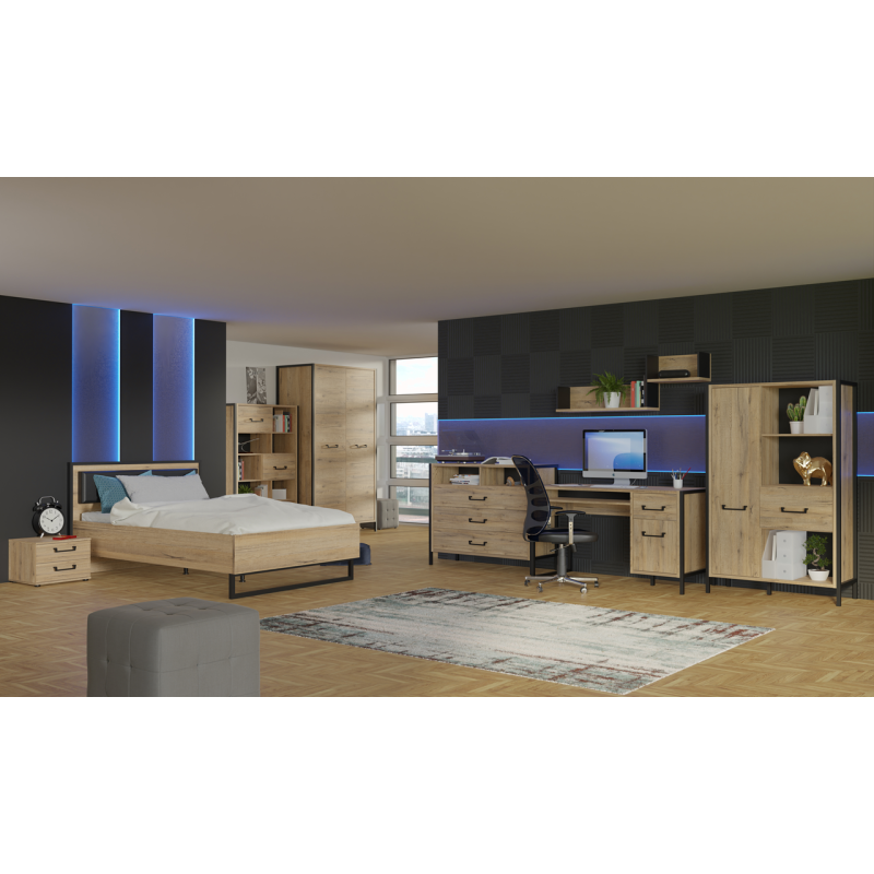 Biurko Oriental Tree 1D1S Dąb Bartex / czarny Forte