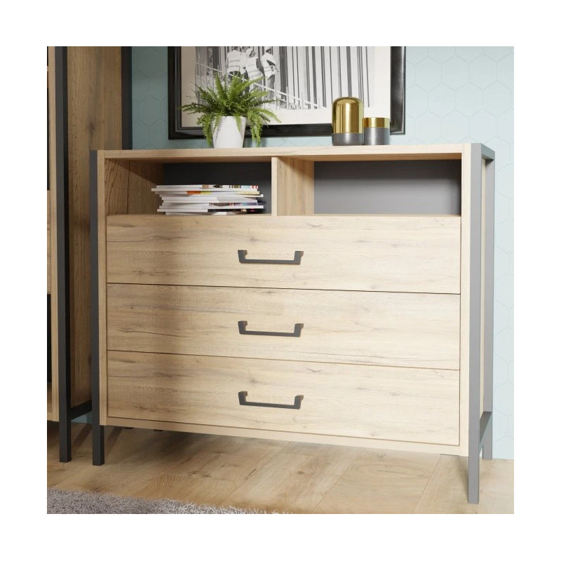 Komoda Oriental Tree HUDK212 Dąb Bartex / czarny Forte