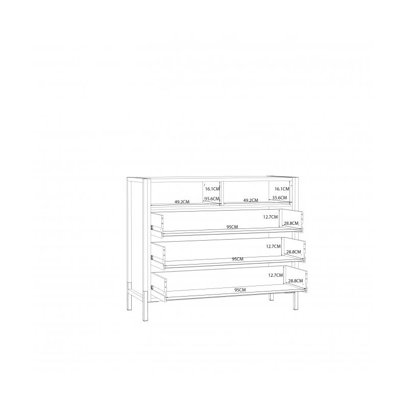 Komoda Oriental Tree HUDK212 Dąb Bartex / czarny Forte