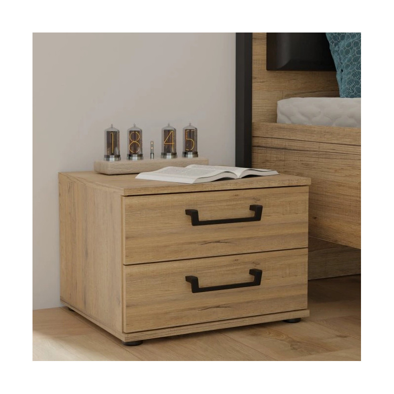 Szafka nocna Oriental Tree 2S Dąb Bartex / czarny Forte