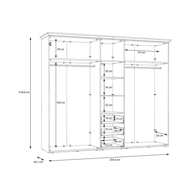 Szafa ubraniowa Illopa TIQS851S Dąb Śnieżny / Dąb Nelson Forte