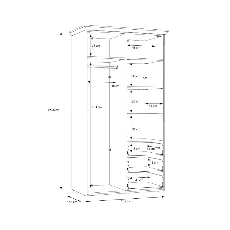 Szafa ubraniowa Iloppa TIQS823 Dąb Śnieżny / Dąb Nelson Forte