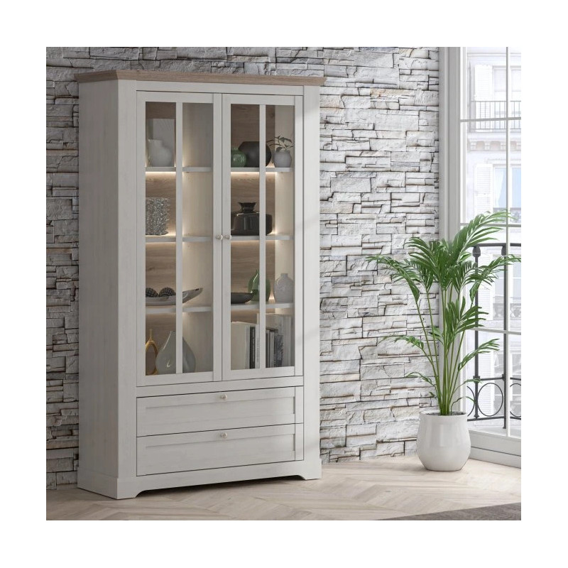 Witryna Iloppa L/P TIQV722B Dąb Śnieżny / Dąb Nelson Forte