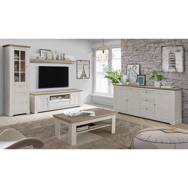 Witryna Iloppa L/P TIQV722B Dąb Śnieżny / Dąb Nelson Forte