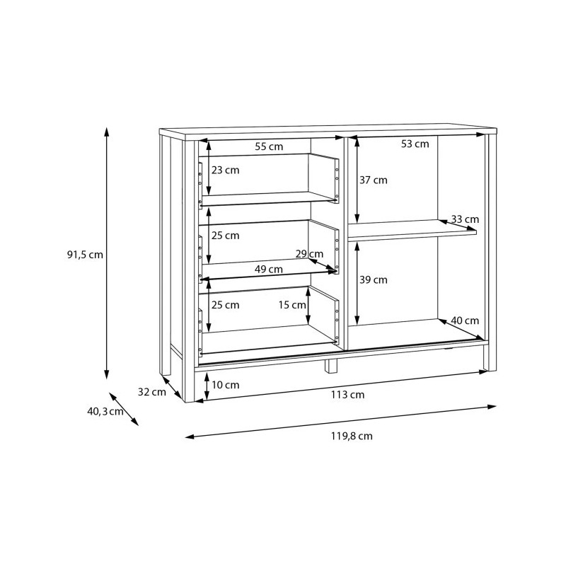 Komoda z lamelami Jytana JTNK221R-D129 Dąb Riva Meble Forte