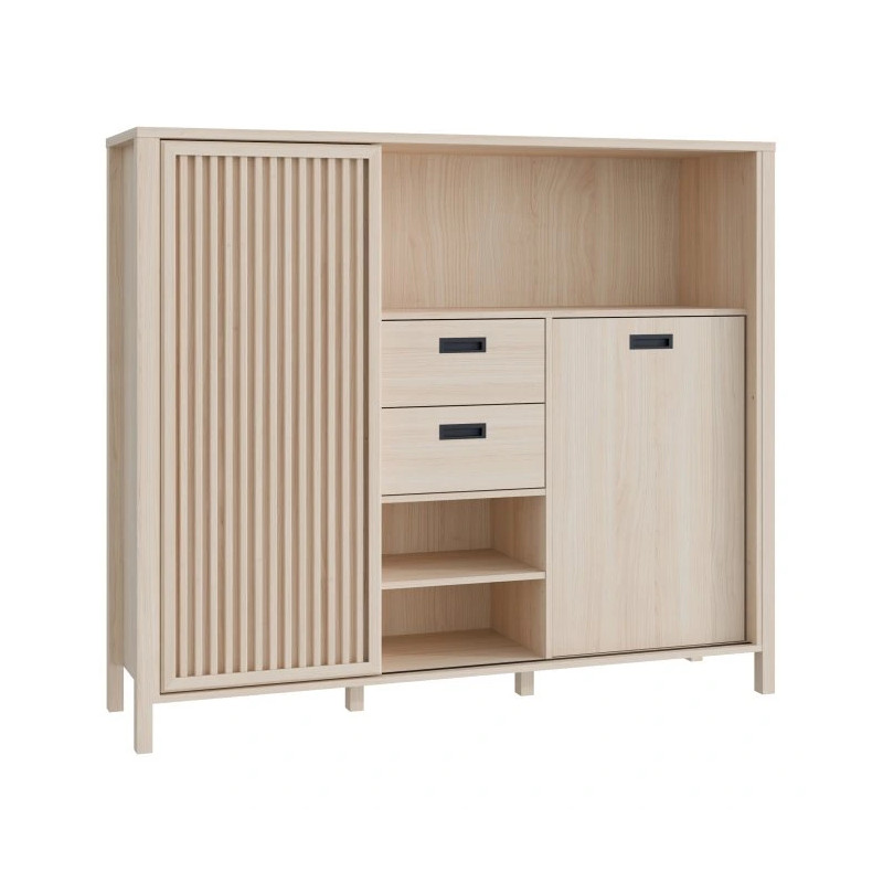 Szafka z lamelami Jytana JTNR333L Dąb Riva Meble Forte Szafka z lamelami Jytana JTNR333L Dąb Riva Meble Forte