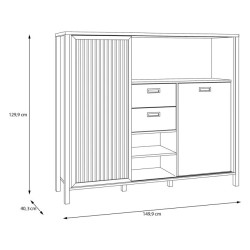 Szafka z lamelami Jytana JTNR333L Dąb Riva Meble Forte Szafka z lamelami Jytana JTNR333L Dąb Riva Meble Forte
