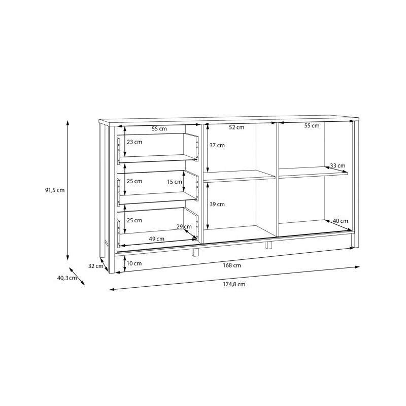 Komoda z lamelami Jytana JTNK233R Dąb Riva Meble Forte