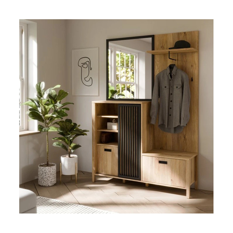 Przedpokój Jytana JTND01L Dąb Mauvella / Czarny Meble Forte