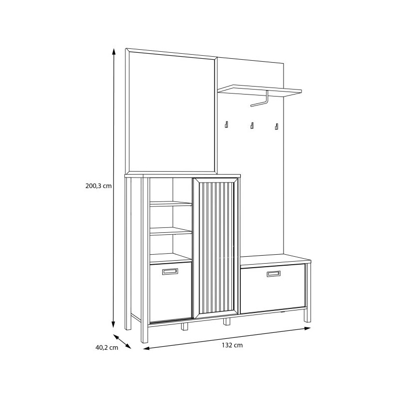 Przedpokój Jytana JTND01L Dąb Mauvella / Czarny Meble Forte