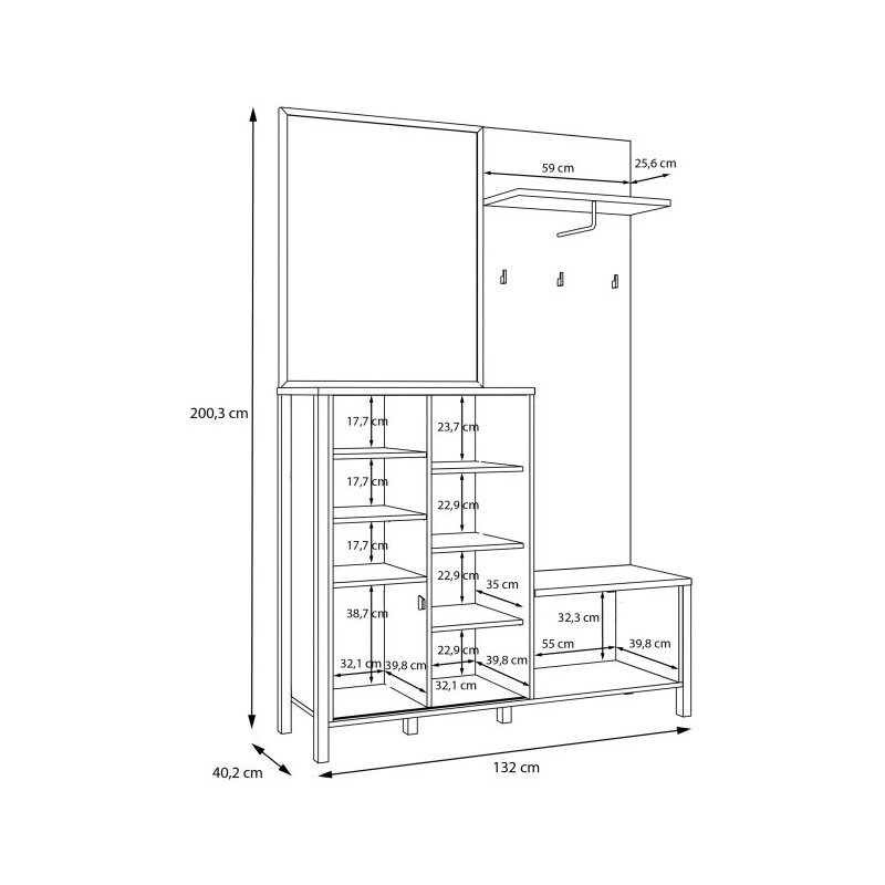 Przedpokój Jytana JTND01L Dąb Mauvella / Czarny Meble Forte