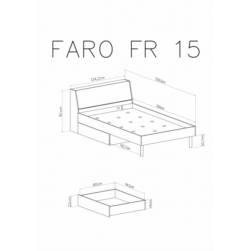 Łóżko do pokoju młodzieżowego Faro FR15 Biały Lux / Dąb Artisan