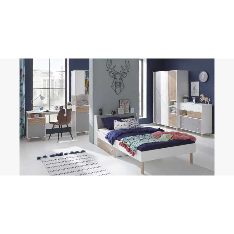 Szafa Faro FR3 Biały Lux / Dąb Artisan / Szary Meblar