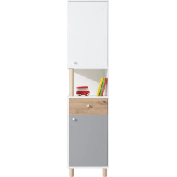 Regał Faro FR5 Biały Lux / Dąb Artisan / Szary Meblar