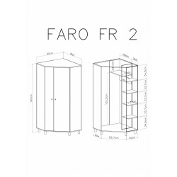 Szafa narożna 2D Faro FR2 Biały Lux / Dąb Artisan / Szary Meblar