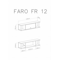 Półka wisząca Faro FR12 Biały Lux / Dąb Artisan / Szary Meblar