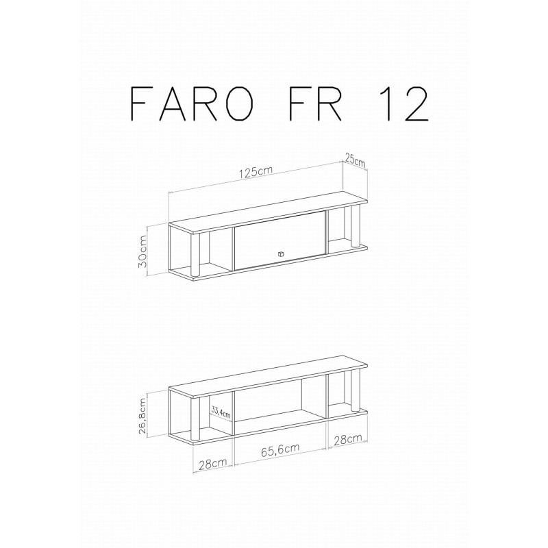 Półka wisząca Faro FR12 Biały Lux / Dąb Artisan / Szary Meblar