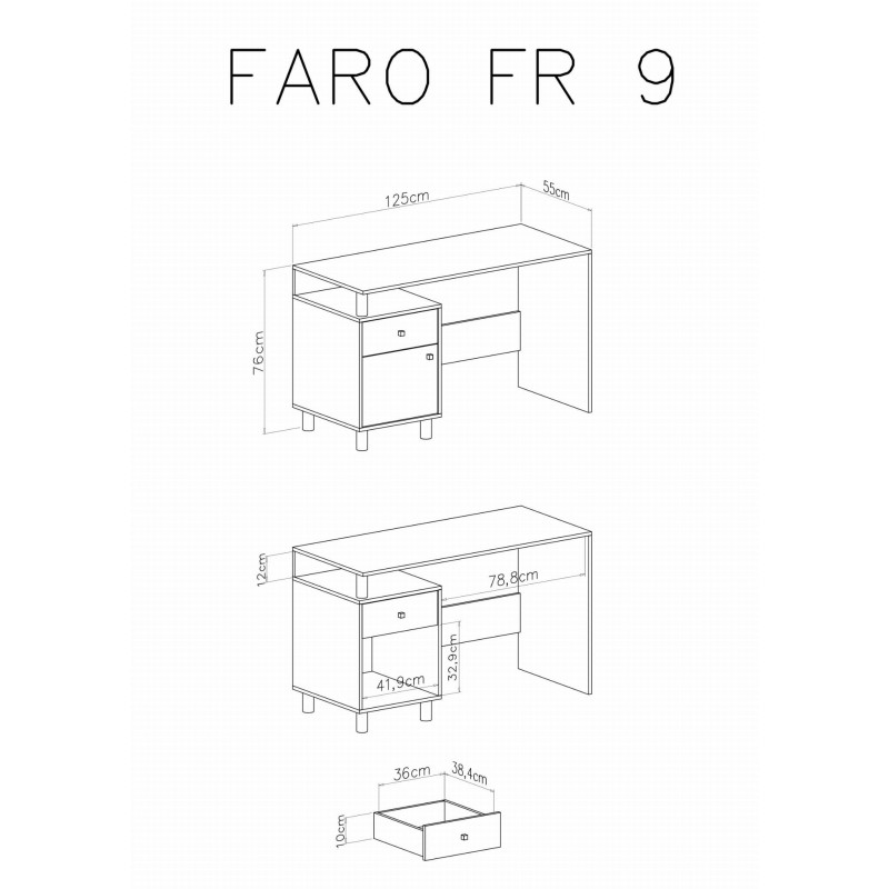 Biurko Faro FR9 Biały Lux / Dąb Artisan / Szary Meblar