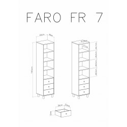 Regał Faro FR7 Biały Lux / Dąb Artisan / Szary Meblar