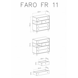 Komoda Faro FR11 Biały Lux / Dąb Artisan / Szary Meblar