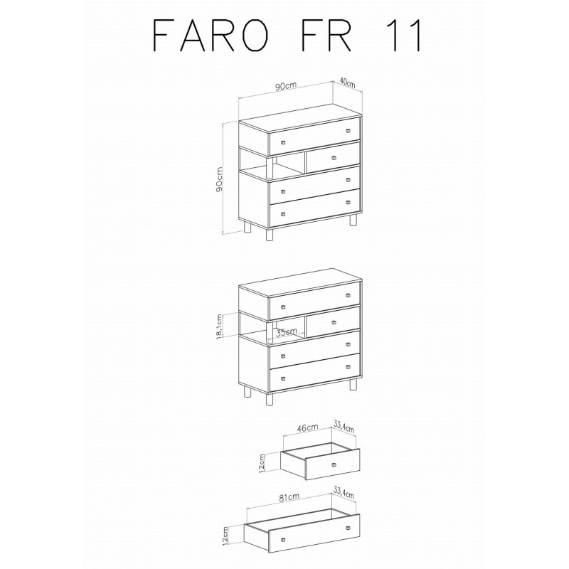 Komoda Faro FR11 Biały Lux / Dąb Artisan / Szary Meblar