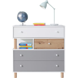 Komoda Faro FR11 Biały Lux / Dąb Artisan / Szary Meblar