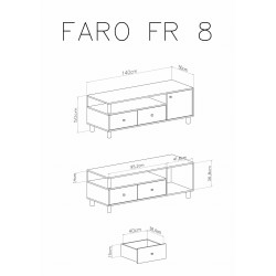 Szafka RTV Faro FR8 Biały Lux / Dąb Artisan / Szary Meblar