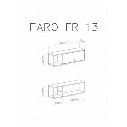 Półka Faro FR13 Biały Lux / Dąb Artisan / Szary Meblar