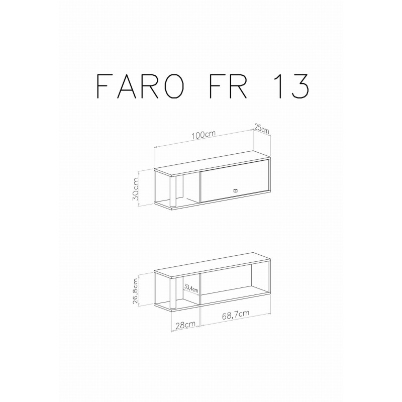 Półka Faro FR13 Biały Lux / Dąb Artisan / Szary Meblar