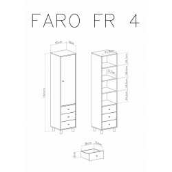 Regał do pokoju młodzieżowego Faro FR4 Biały Lux / Dąb Artisan