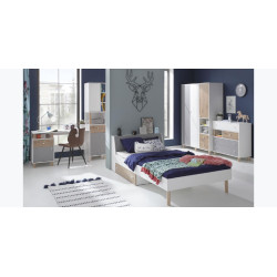 Pojemna szafa do pokoju młodzieżowego Faro FR1 Biały Lux / Dąb