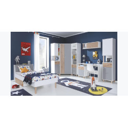 Pojemna szafa do pokoju młodzieżowego Faro FR1 Biały Lux / Dąb