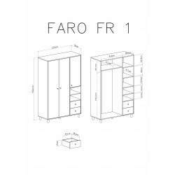 Pojemna szafa do pokoju młodzieżowego Faro FR1 Biały Lux / Dąb